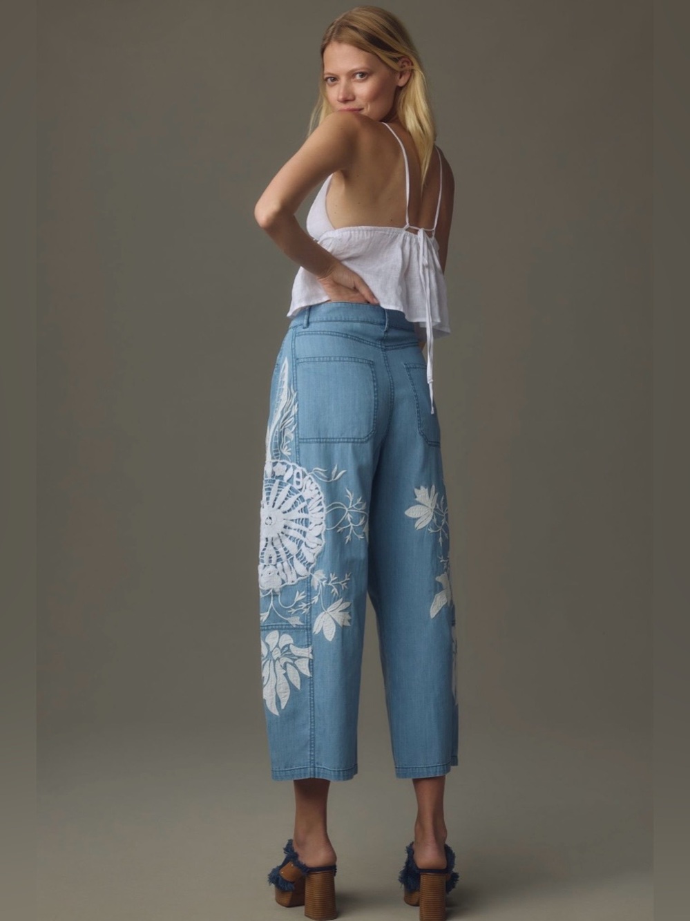 Anthropologie Pilcro Kenna Mid-Rise Heritage Barrel Jeans: Embroidered Edition - Picture 4 of 14